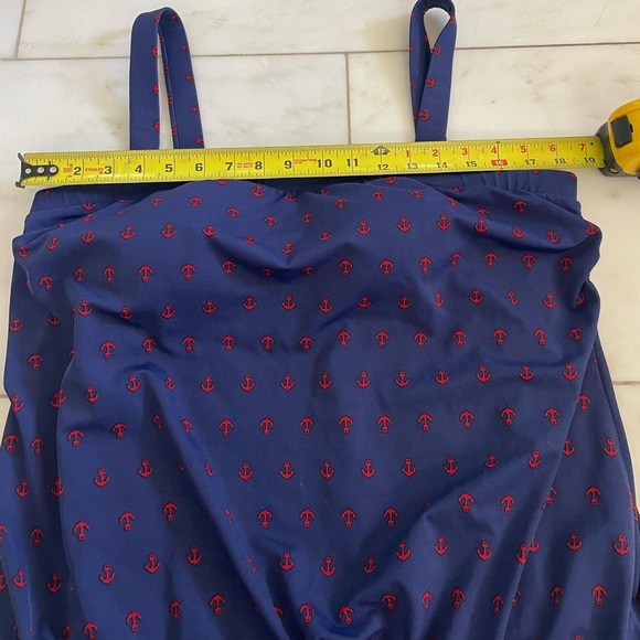 Miraclesuit, size XL (?), navy with red anchors tank over one piece built in bra - Picture 8 of 11